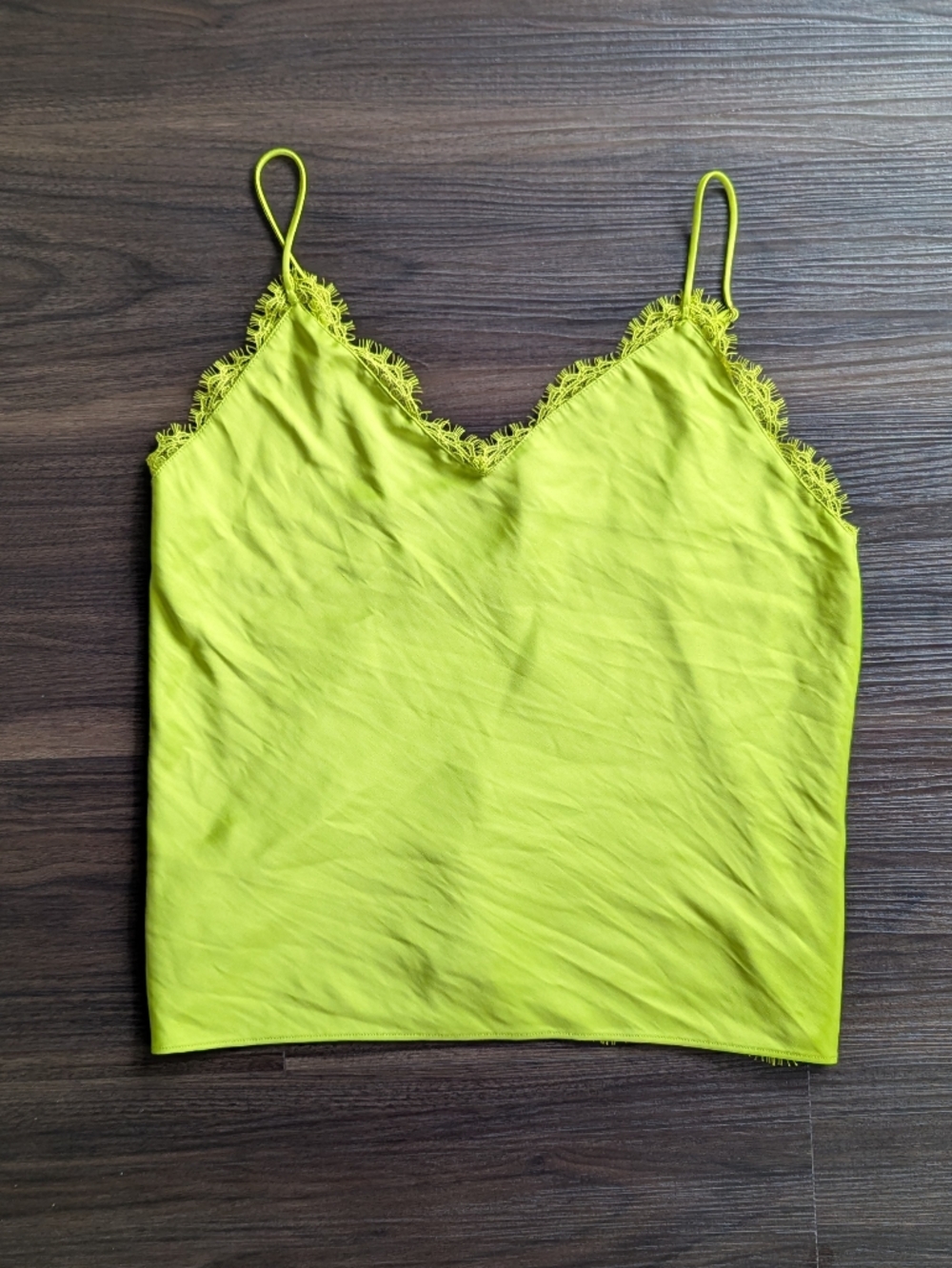 Victoria's Secret Lime Green Lace Cami Small Y2K Style Eyelash Lace Festival